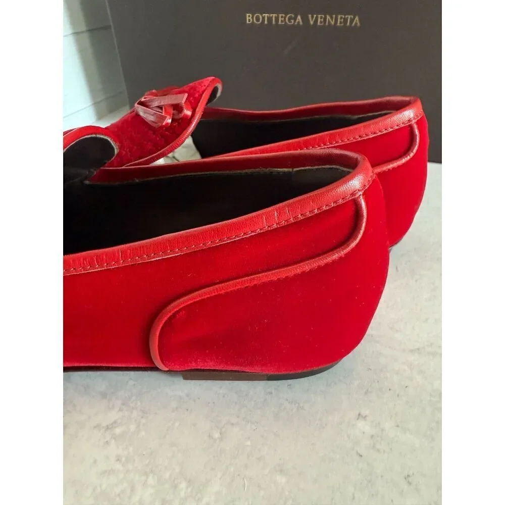NIB Bottega Veneta Men's Velvet‎ Red Loafers Size 40 EU/ 7US